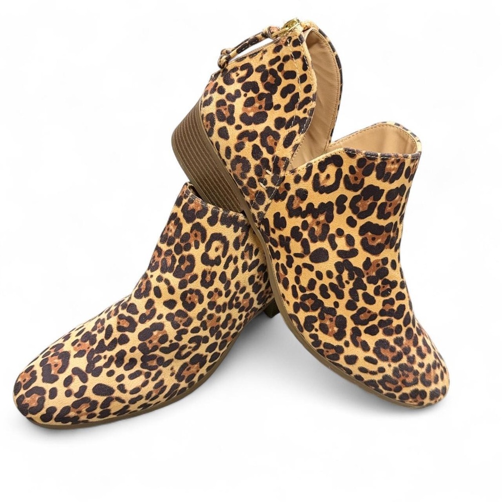 Reaction Kenneth Cole Leopard Print Low-Cut Ankle Booties - Size 11